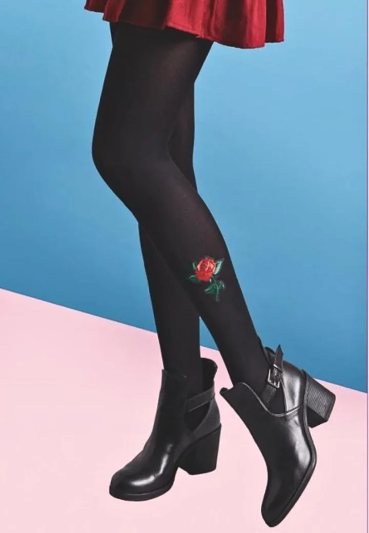Dres Penti Lovely 80 DEN „Roses” – Negru,Engros — Görsel 1