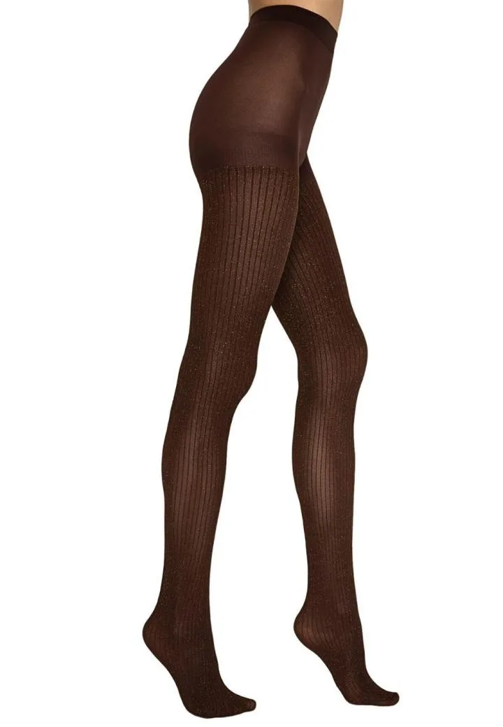 Dres Penti Lovely 70 DEN – Imprimeu ,,Shiny Rib'', culoare maro Engros — Görsel 1