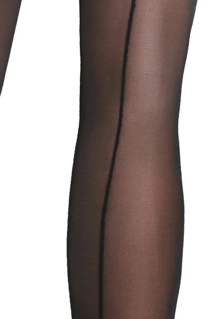 Dres Penti ,,Nostalji'' 20 DEN – cu dungă, mat și transparent, culoare negru,Engros — Görsel 3