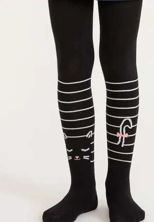 Dres fetițe Penti Young ,,Stripe Cat'', bumbac- mat, opac, Negru,Engros — Görsel 1