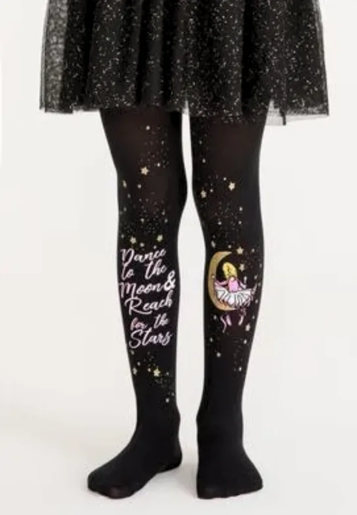 Dres fetițe Penti Pretty Dream Fairy”, negru, cu imprimeu adorabil cu fetiță și lună cu stele sclipitoare. Engros — Image 1