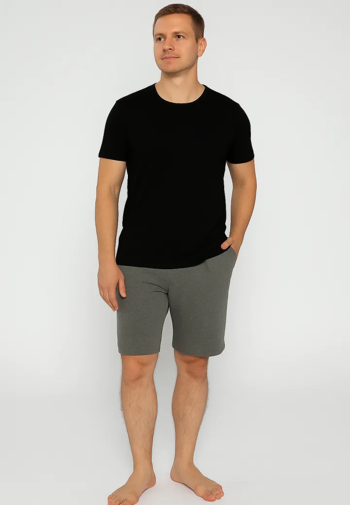 Pijama Bumbac &amp; Moda bărbați,culoare Negru -Gri, – Engros — Imaginea 3