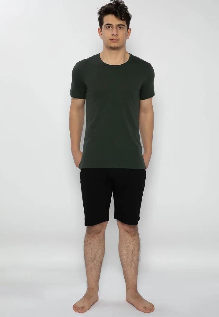 Pijama Bumbac &amp; Modal bărbați,culoare Kaki -Negru– Engros — Görsel 3