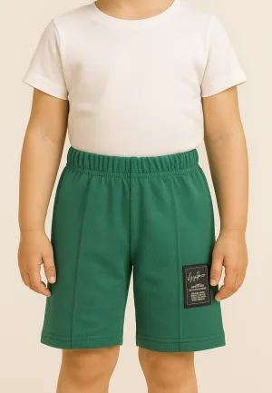 Pantaloni scurți sport copii cu dungă decorativă,Culoare Verde,Engros — Image 1