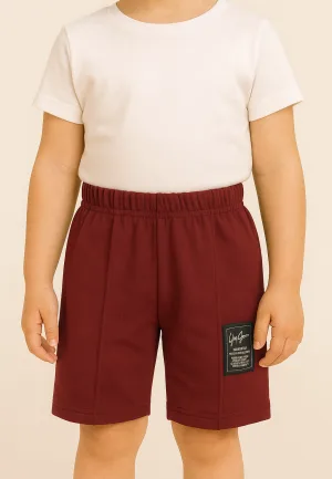 Pantaloni scurți sport copii cu dungă decorativă,Culoare Bordo ,Engros — Image 1