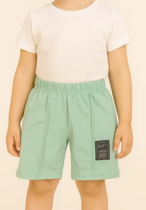 Pantaloni scurți sport copii cu dungă decorativă,Culoare Verde Deschis,Engros — Image 1
