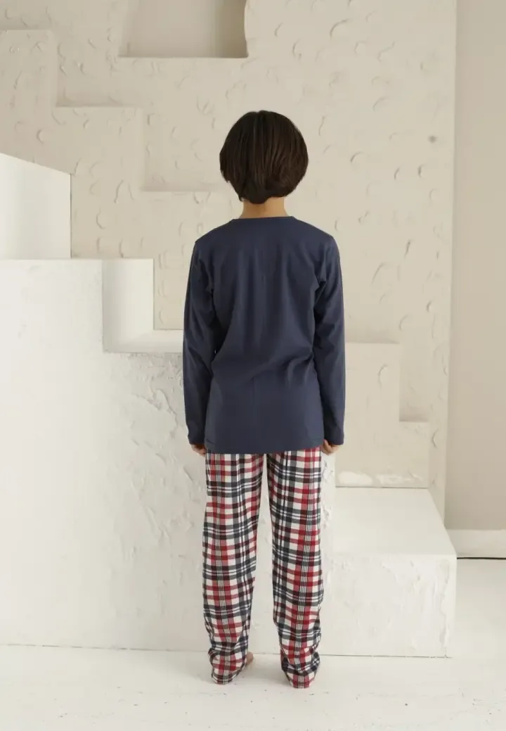 Pijama Băieți, Mânecă Lungă si Pantaloni Lungi, Prince,Culoare Bleumarin,Engros — Image 3