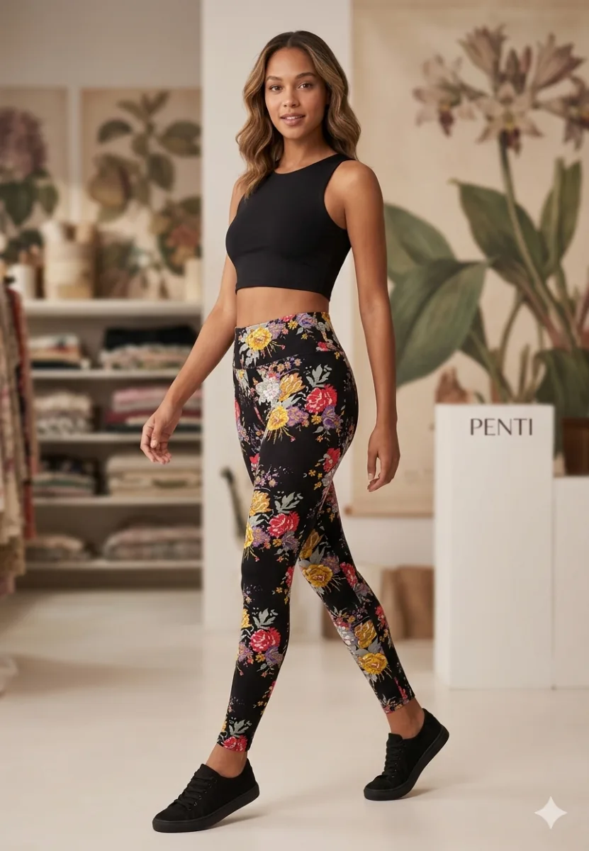 Colanți Penti, Model Inflorat Multicolor, „Flower”,Engros — Imaginea 1