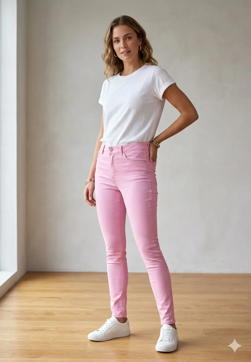 Blugi Damă Skinny Talie înaltă – Material Elastic, Subțire, Culoare Mov Deschis ,Engros — Imaginea 1