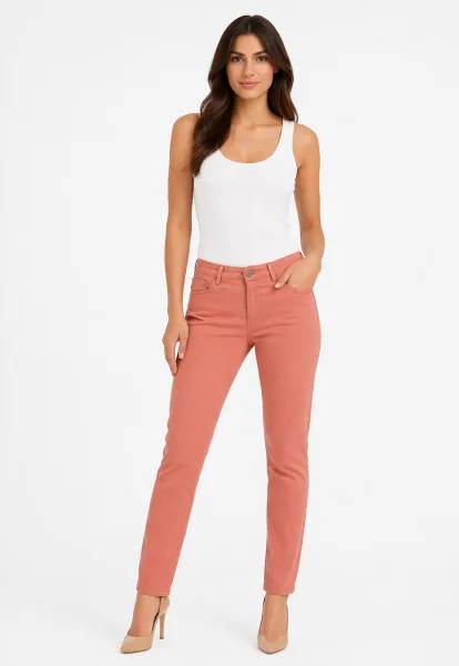Blugi Damă Skinny Talie Inaltă – Material Elastic, Subțire,Culoare Portocaliu ,Engros