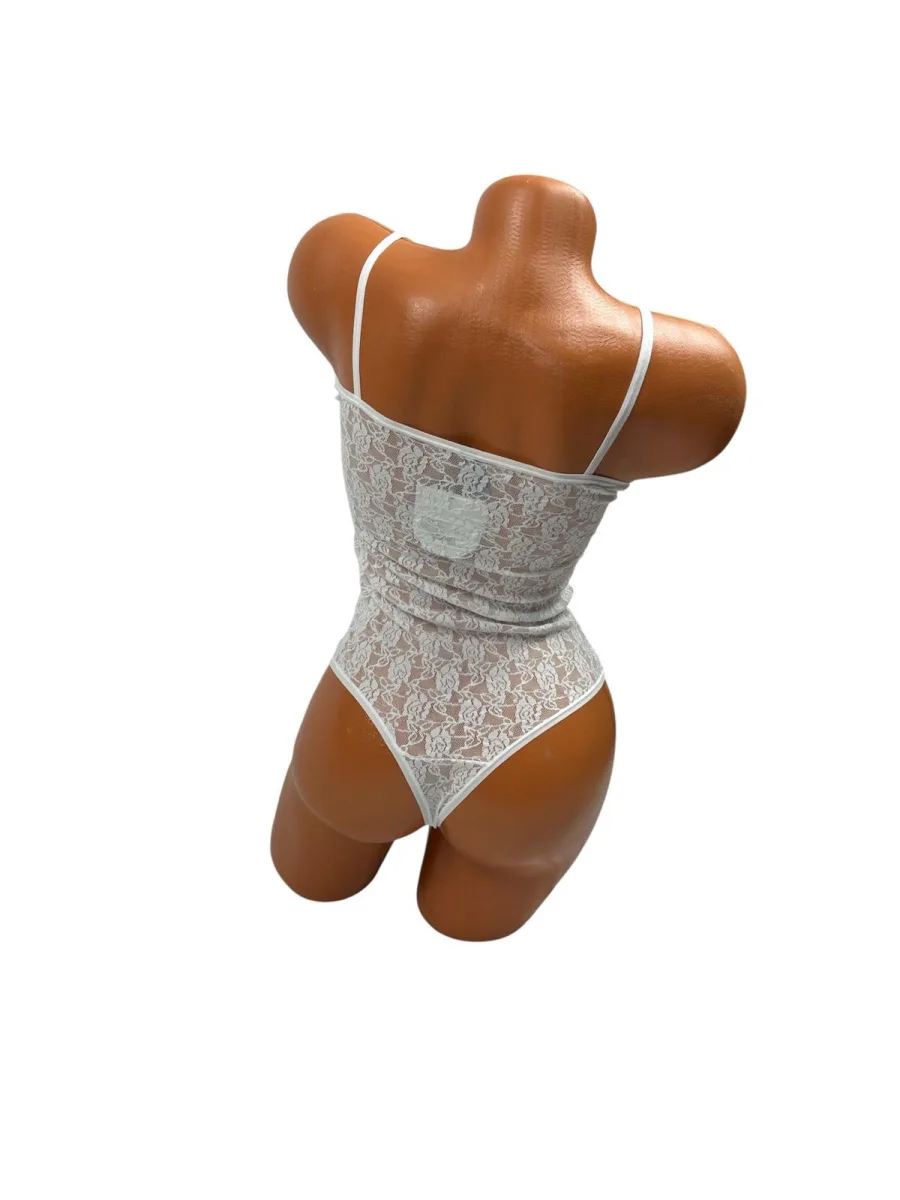 Body din Dantelă Alba cu Bretele Subtiri, Engros — Imaginea 2