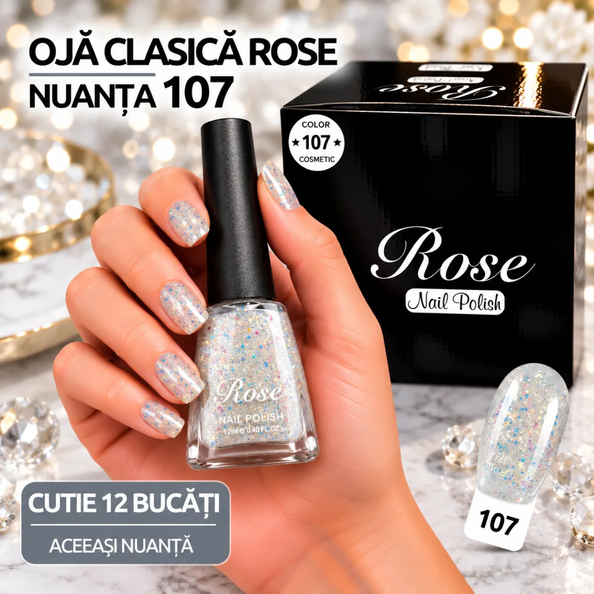 Ojă Clasică Rose Engros - Nuanța 107 - Cutie 12 Bucăți — Image 1