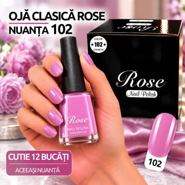 Ojă Clasică Rose Engros - Nuanța 102 - Cutie 12 Bucăți