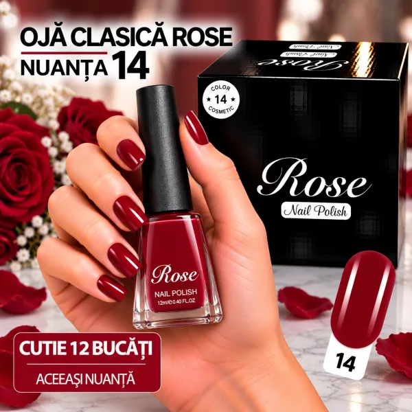 Ojă Clasică Rose 12 ml Engros - Nuanța 14 - Cutie 12 Bucăți