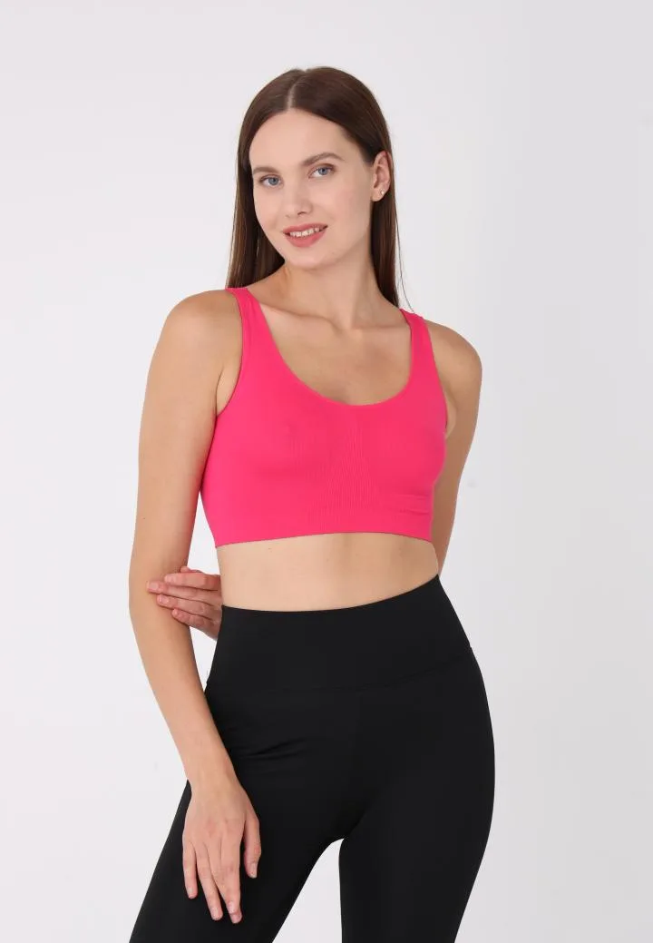 Bustieră Lejeră cu Bretele Late – Fără Push-up,Culoare Fucsia,Engros — Imaginea 3