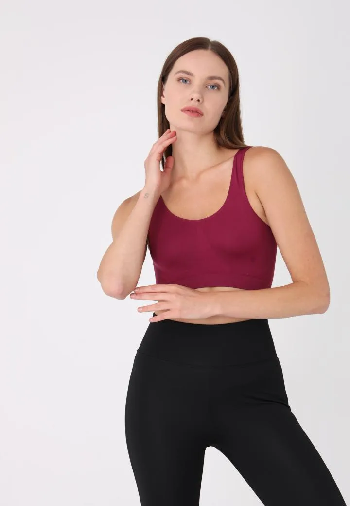 Bustieră Lejeră cu Bretele Late – Fără Push-up,Culoare Bordo,Engros — Görsel 3