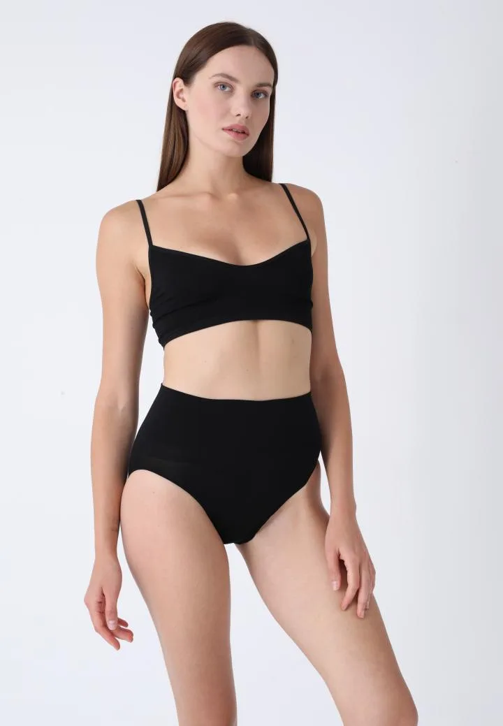 Corset Modelator Damă Clasic cu Talie înaltă , Push-up și Bandă Anti-Alunecare,Cuoare Negru,Engros — Imaginea 1