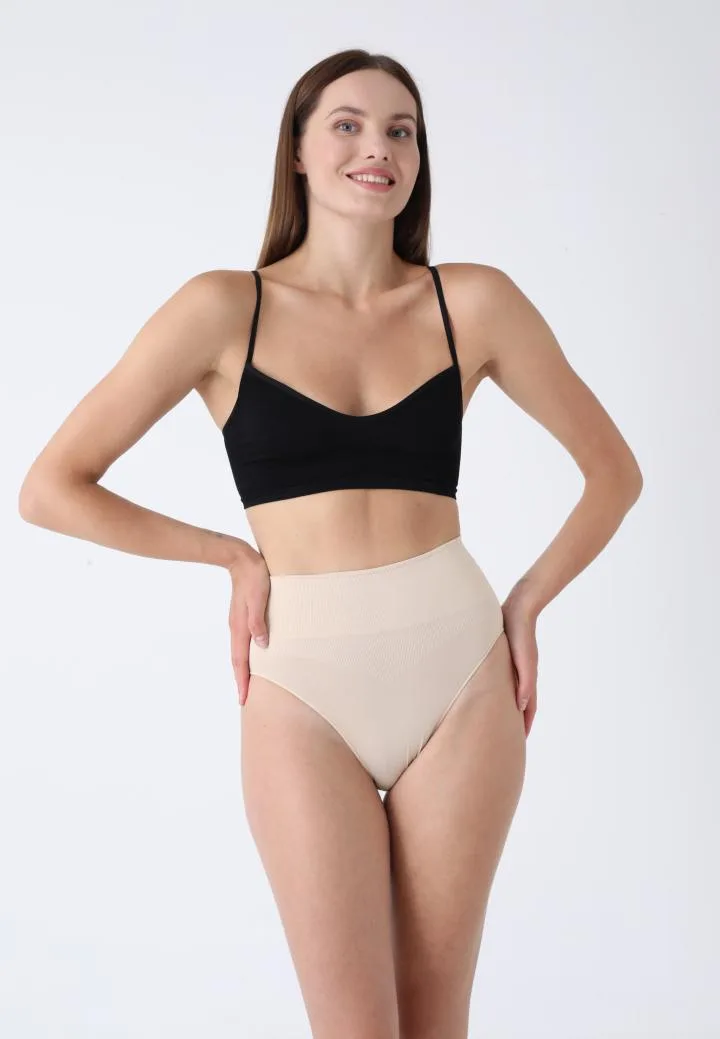 Corset Modelator Damă Clasic cu Talie înaltă , Push-up și Bandă Anti-Alunecare,Culoare Bej,Engros — Imaginea 1