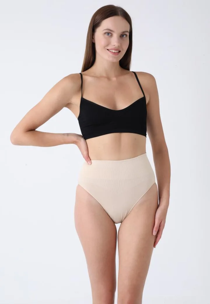 Corset Modelator Damă Clasic cu Talie înaltă , Push-up și Bandă Anti-Alunecare,Culoare Bej,Engros — Imaginea 3