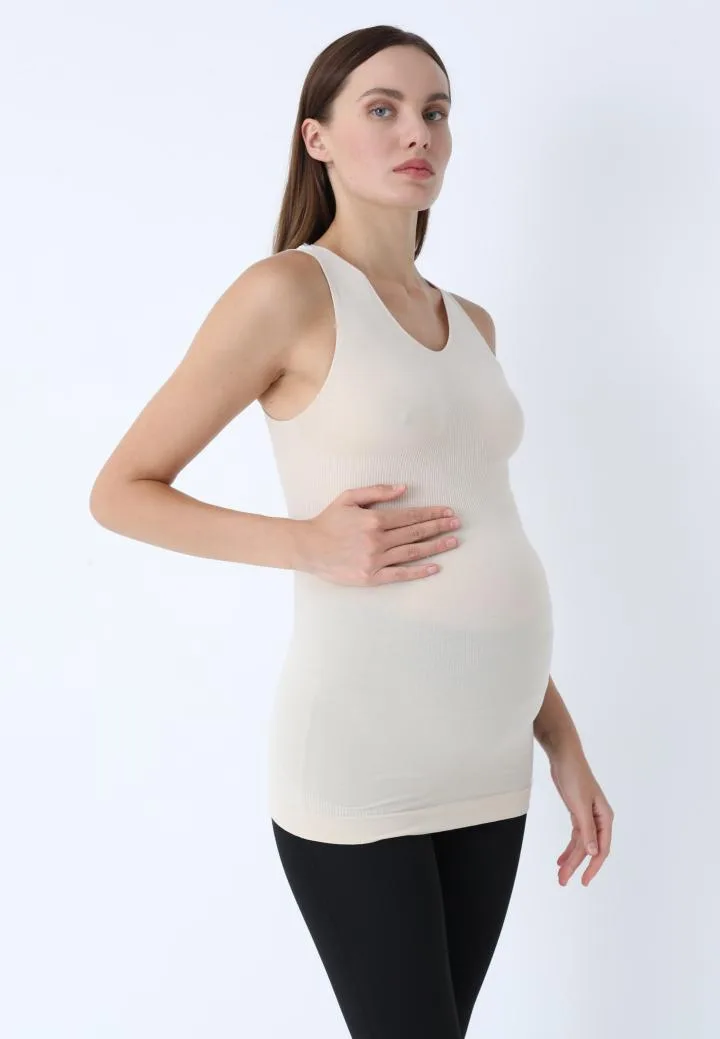 Maiou de Gravidă fără Cusături din Modal ,Culoare Bej,Engros — Image 2