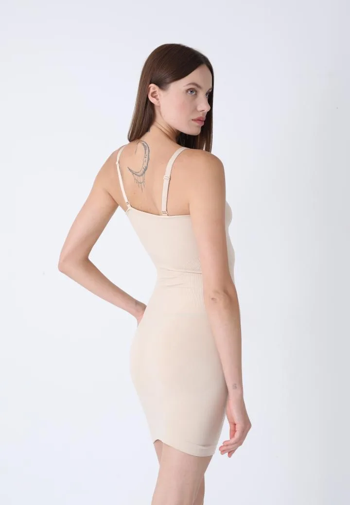 Rochie Corset cu Bretele Reglabile și Bandă din Silicon ,Culoare Bej,Engros — Görsel 5