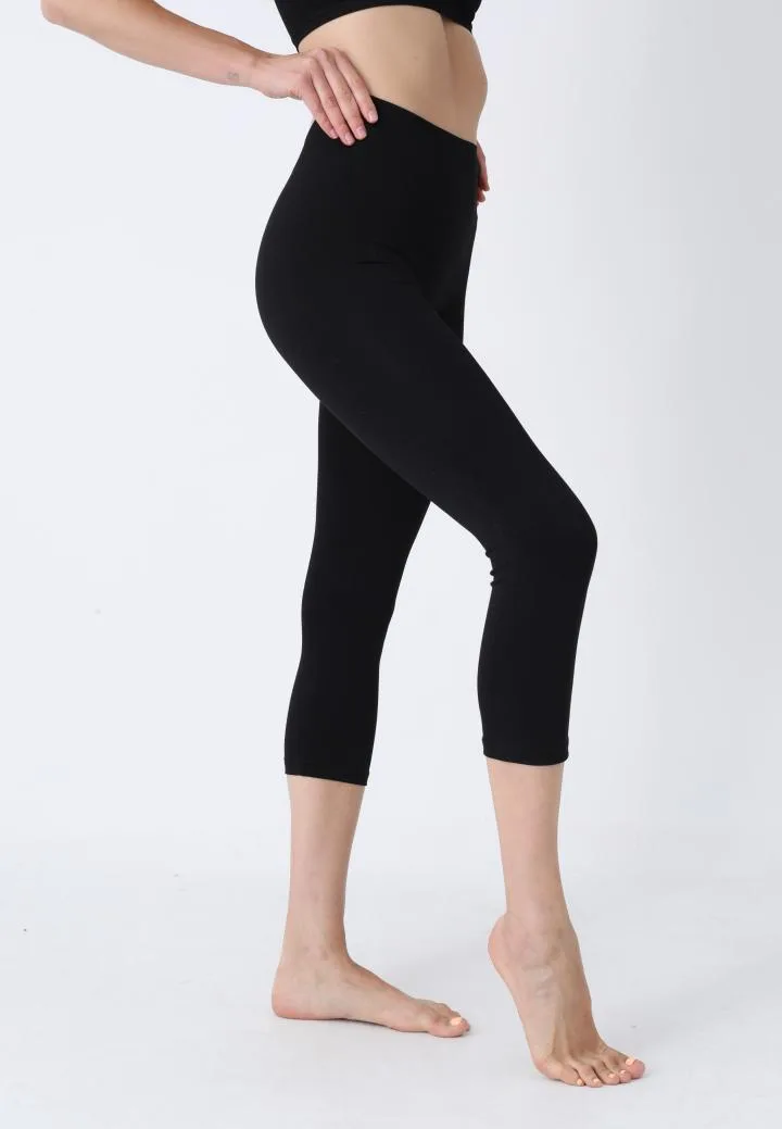 Colanți 3/4 Damă cu Talie înaltă ,Material Opac, Elastic,Culoare Negru, Engros — Görsel 2