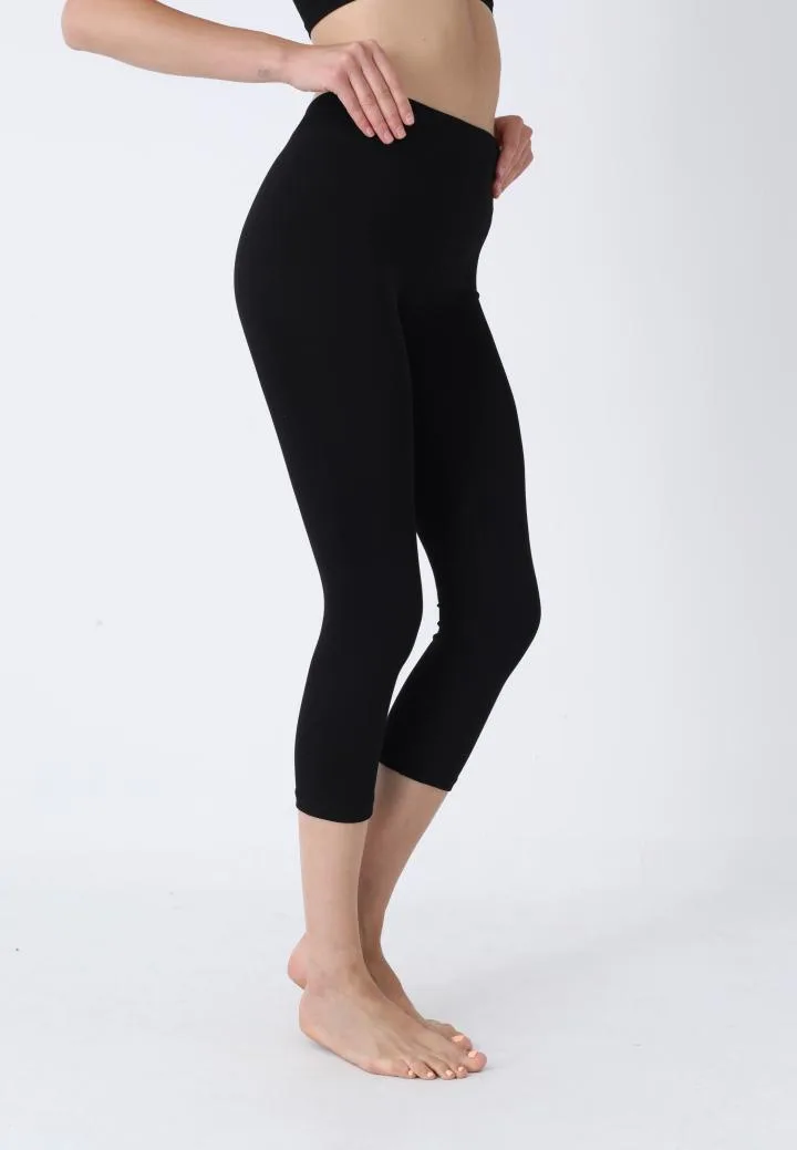 Colanți 3/4 Damă cu Talie înaltă ,Material Opac, Elastic,Culoare Negru, Engros — Görsel 4