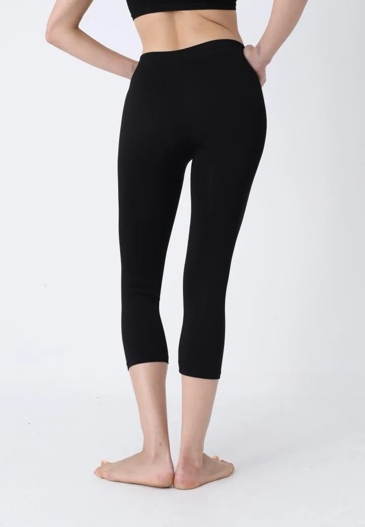 Colanți 3/4 Damă cu Talie înaltă ,Material Opac, Elastic,Culoare Negru, Engros — Görsel 5