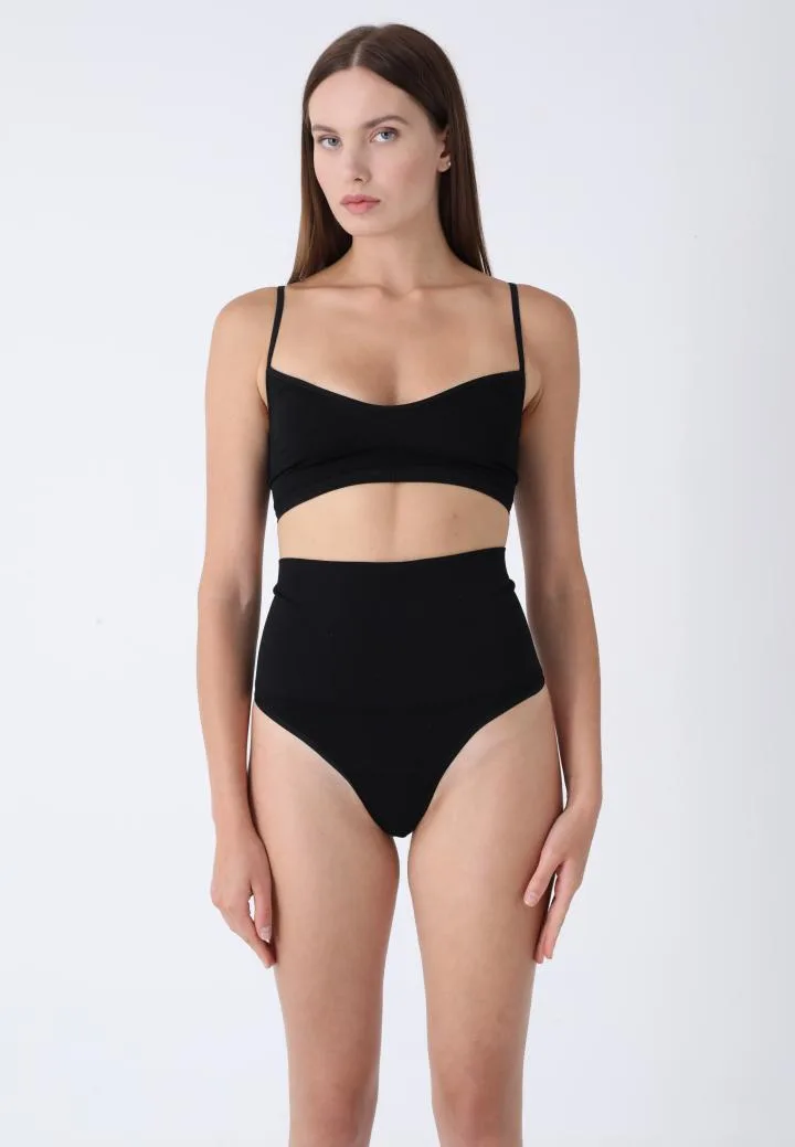Corset Modelator cu Talie înaltă și Chilot Tanga,Culoare Negru, Engros — Image 2