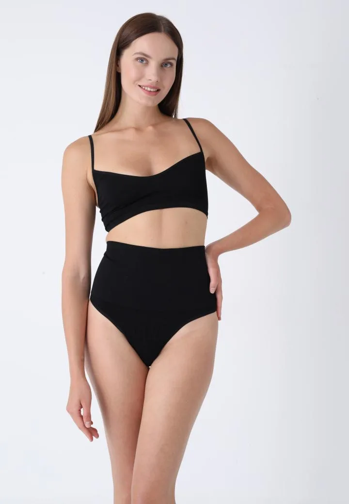 Corset Modelator cu Talie înaltă și Chilot Tanga,Culoare Negru, Engros — Image 3