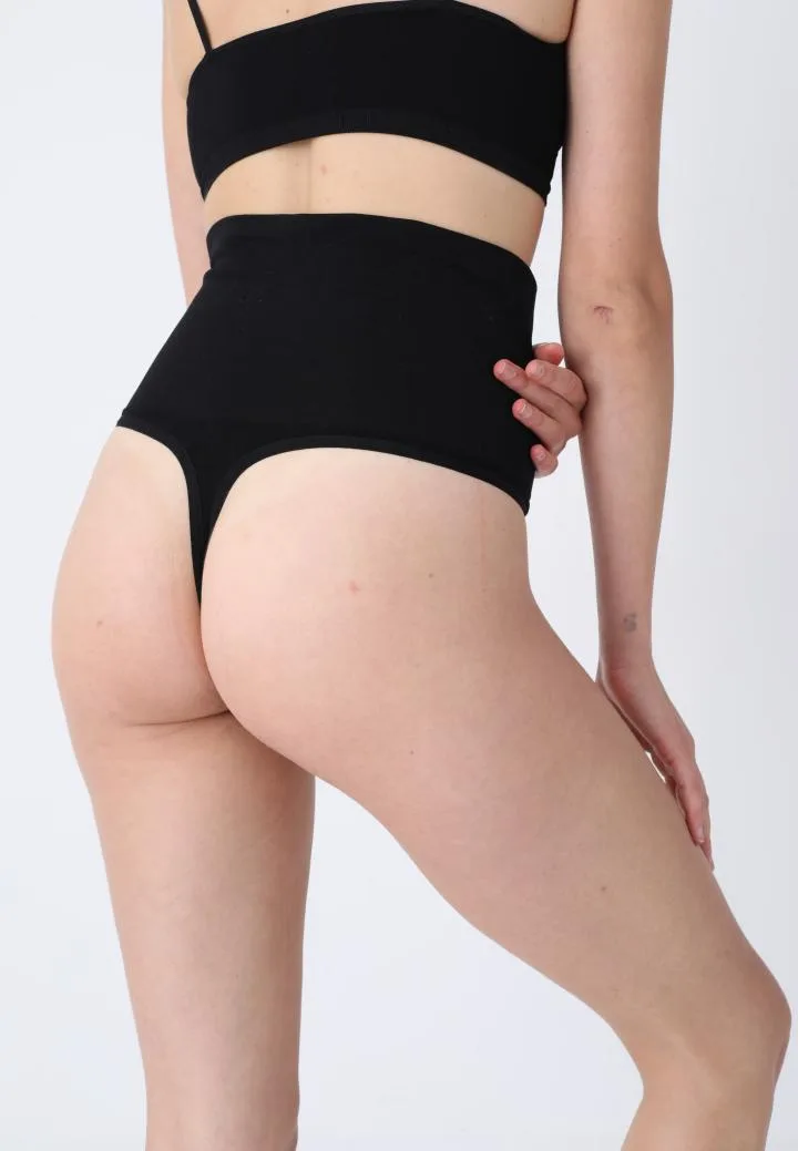 Corset Modelator cu Talie înaltă și Chilot Tanga,Culoare Negru, Engros — Image 4