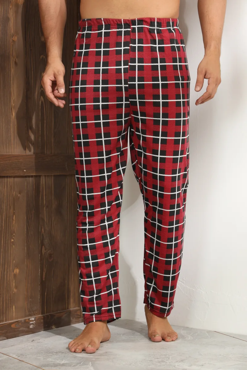Pantaloni de Pijama ,Barbati,Culoare Rosu cu Alb,Engros — Görsel 3