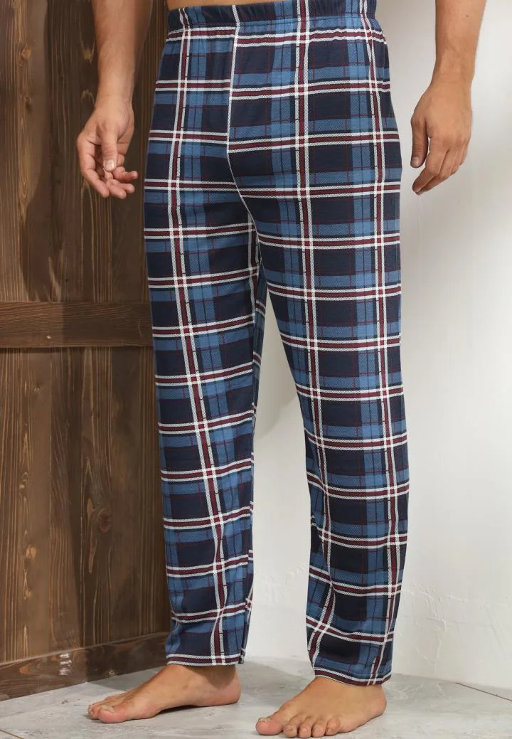 Pantaloni de Pijama ,Barbati,Culoare Albastru cu Rosu,Engros — Image 3
