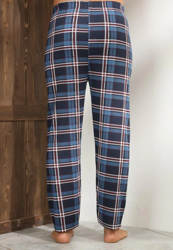 Pantaloni de Pijama ,Barbati,Culoare Albastru cu Rosu,Engros — Image 4