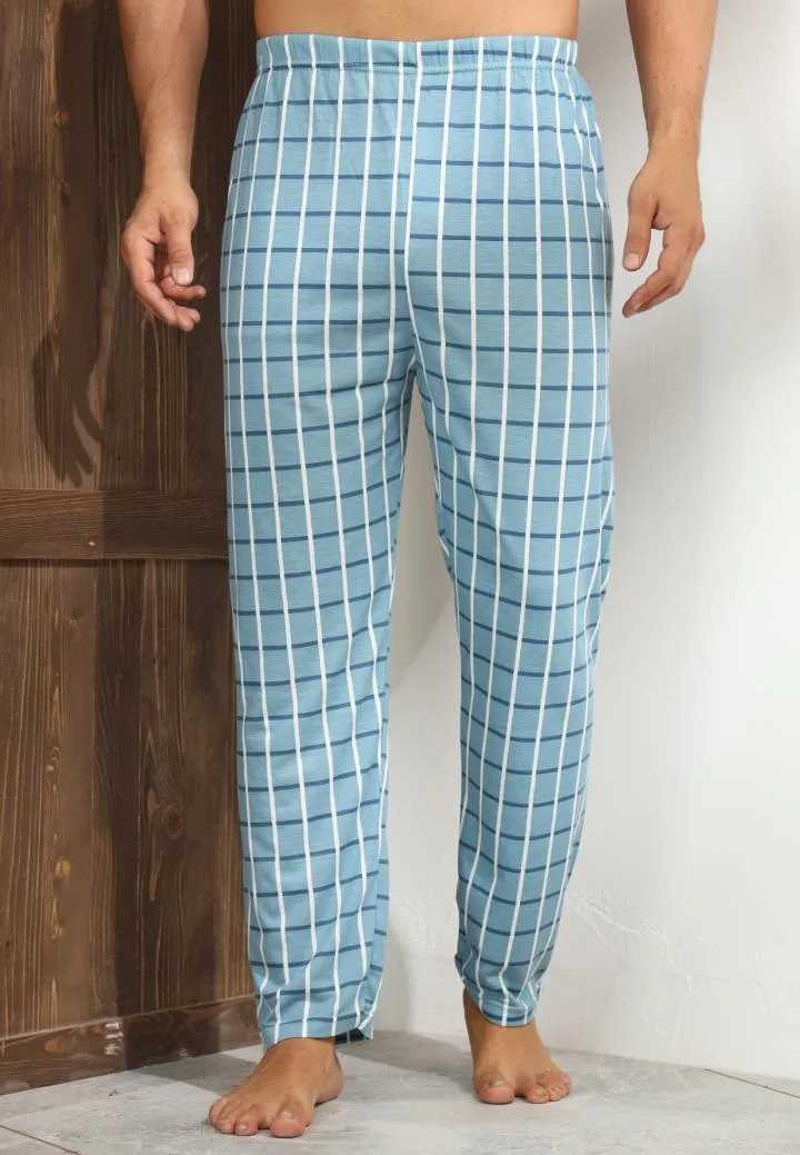 Pantaloni de Pijama ,Barbati,Culoare Turcoaz cu Alb ,Engros — Görsel 1