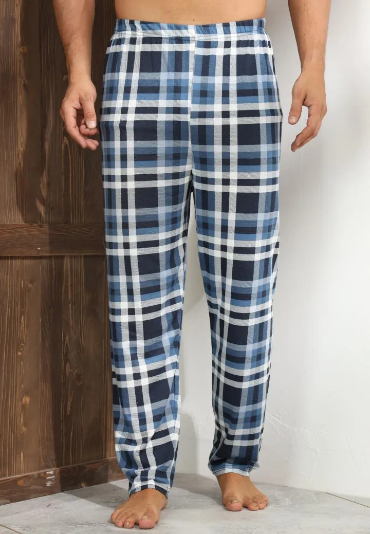 Pantaloni de Pijama ,Barbati,Culoare Albastru cu Alb ,Engros — Görsel 1