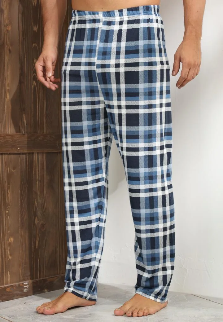 Pantaloni de Pijama ,Barbati,Culoare Albastru cu Alb ,Engros — Görsel 2