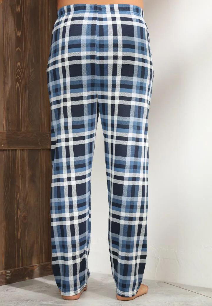 Pantaloni de Pijama ,Barbati,Culoare Albastru cu Alb ,Engros — Görsel 3