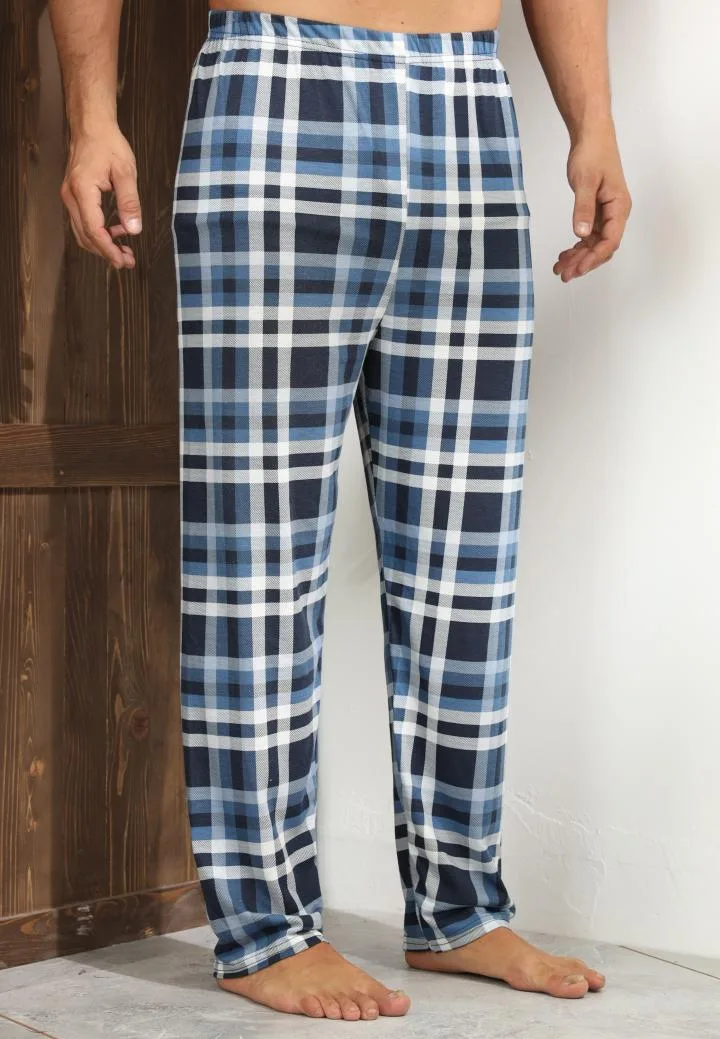 Pantaloni de Pijama ,Barbati,Culoare Albastru cu Alb ,Engros — Görsel 4