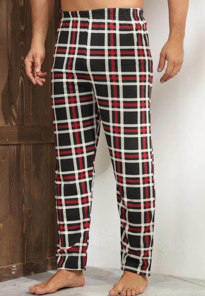 Pantaloni de Pijama ,Barbati,Culoare Negru cu Alb ,Engros — Görsel 3