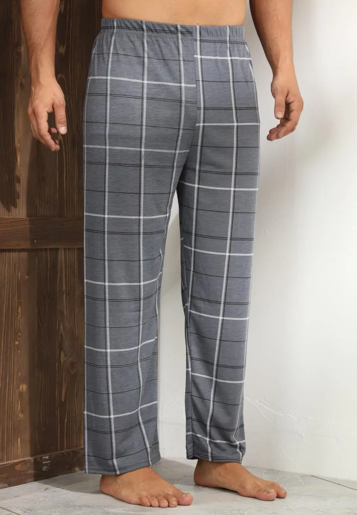 Pantaloni de Pijama ,Big Size ,Barbati,Culoare Gri Inchis cu Alb,Engros — Imaginea 2
