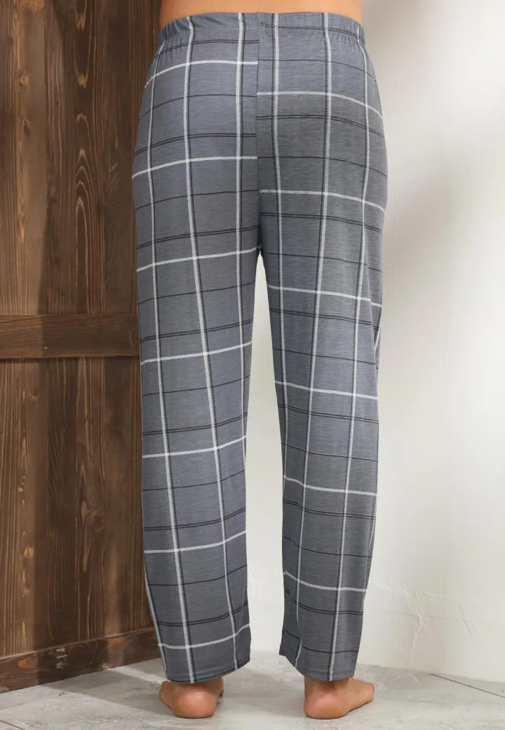 Pantaloni de Pijama ,Big Size ,Barbati,Culoare Gri Inchis cu Alb,Engros — Imaginea 4