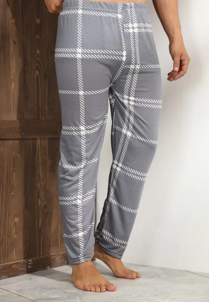 Pantaloni de Pijama ,Big Size ,Barbati,Culoare Gri cu Alb,Engros — Imaginea 1
