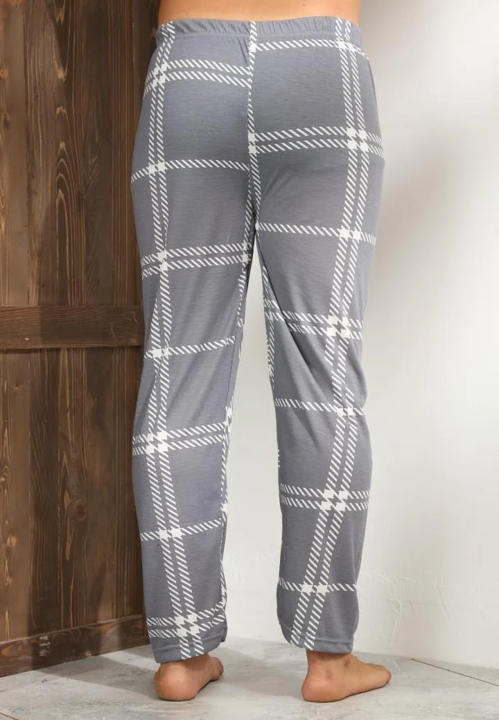 Pantaloni de Pijama ,Big Size ,Barbati,Culoare Gri cu Alb,Engros — Imaginea 2