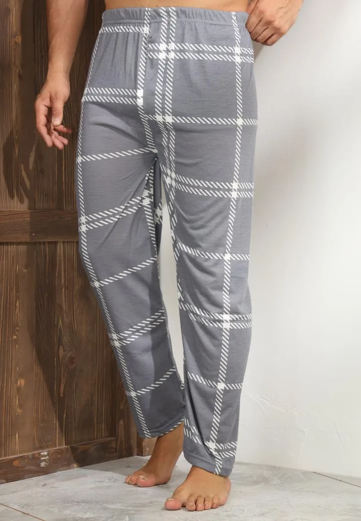 Pantaloni de Pijama ,Big Size ,Barbati,Culoare Gri cu Alb,Engros — Imaginea 3
