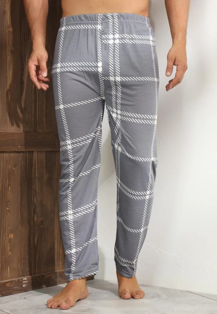 Pantaloni de Pijama ,Big Size ,Barbati,Culoare Gri cu Alb,Engros — Imaginea 4