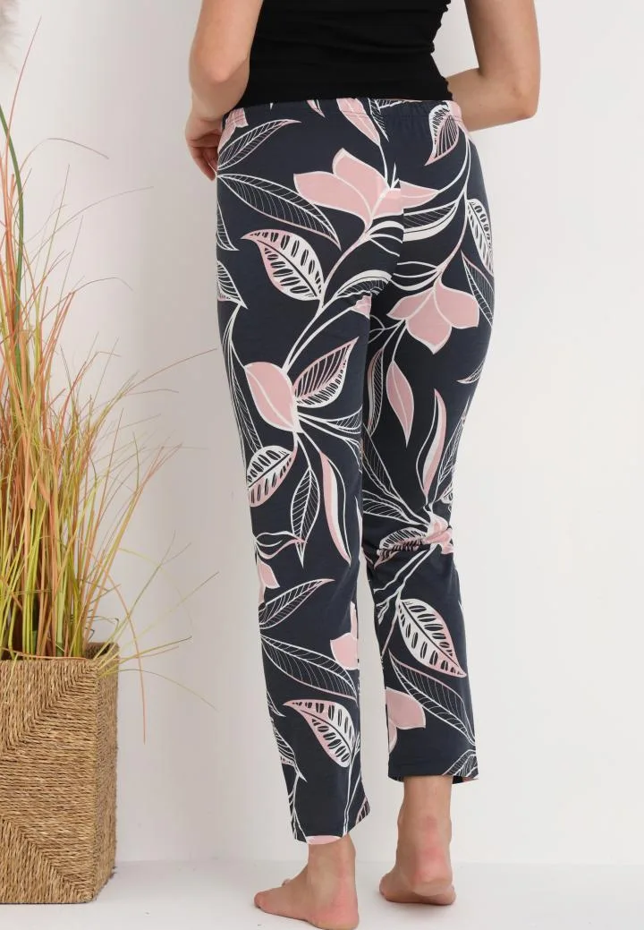 Pantaloni de Pijama Dama ,Culoare Bleumarin cu Roz,Engros — Image 2