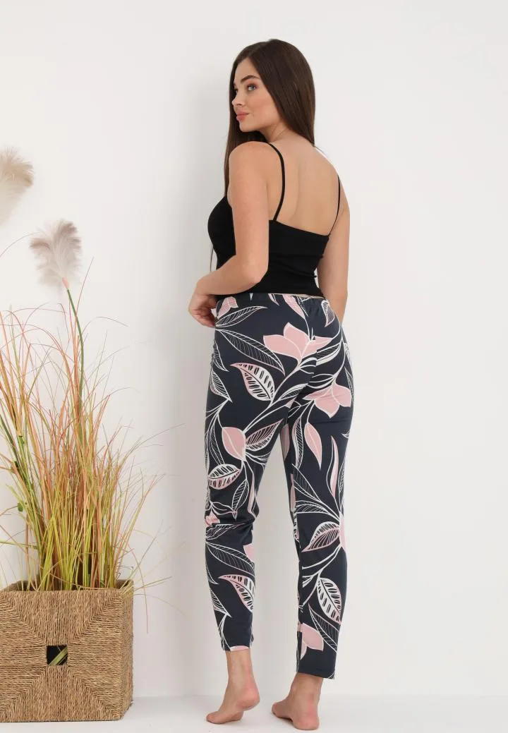 Pantaloni de Pijama Dama ,Culoare Bleumarin cu Roz,Engros — Image 3