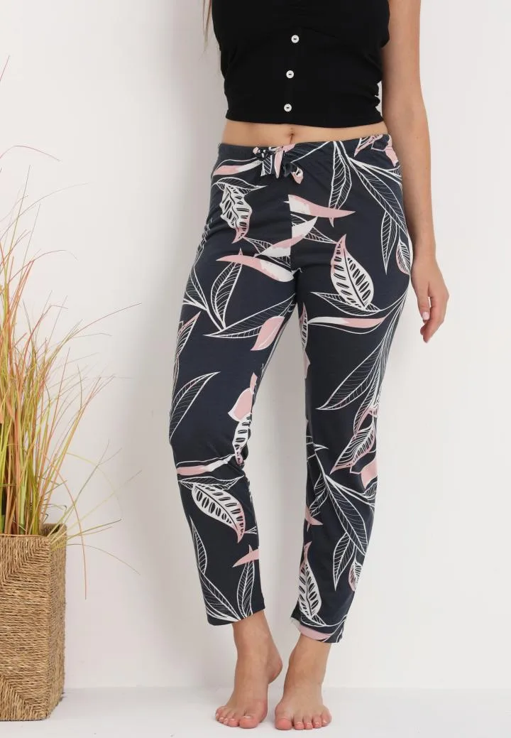 Pantaloni de Pijama Dama ,Culoare Bleumarin cu Roz,Engros — Image 4
