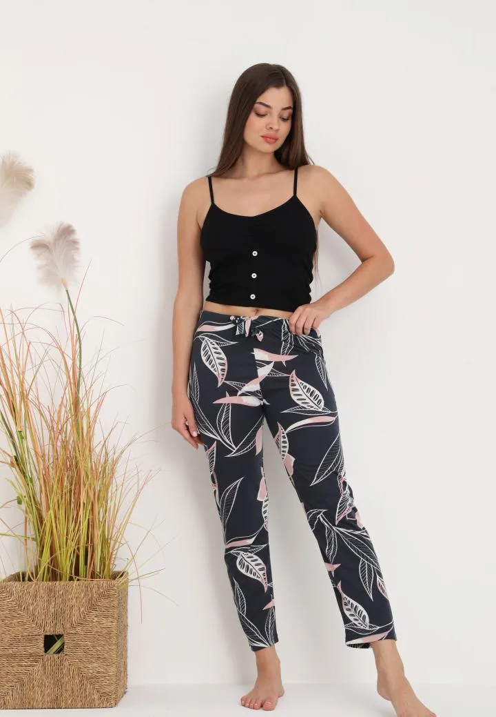 Pantaloni de Pijama Dama ,Culoare Bleumarin cu Roz,Engros — Image 5